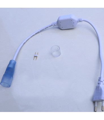 Complete set inclusief stekker en eindkap voor het waterdicht afsluiten van een neon flex ledstrip.