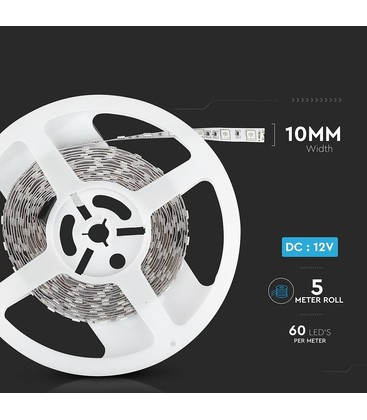 Afmetingen en knippunten van een 10,8W per meter LED-strip voor maatwerk.